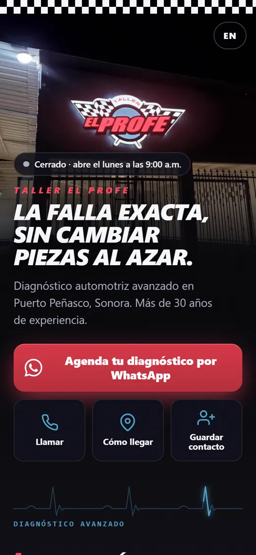 Tarjeta digital de Taller El Profe
